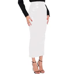 Fashion Street High Waist Skinny PU Leather Midi Skirt Elegant Slim Office Lady Pencil Skirt Womens Matte Leather Hobble Skirt