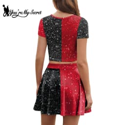[You're My Secret] Movie Clown Harley Women Suit Joker Hero Cosplay Costume High School Crop Top Pleated Skirt Two Piece Sets