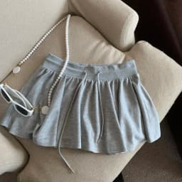 Summer Women Sports A Line Skirts for Women Summer High Waist Drawstring Solid Mini Skirts Female Sweet All Match Ballet Skirts