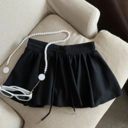 Summer Women Sports A Line Skirts for Women Summer High Waist Drawstring Solid Mini Skirts Female Sweet All Match Ballet Skirts