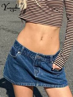 Sexy black jean mini skirt women summer denim skirts for woman fashion casual streetwear clothing low waist short micro skirt