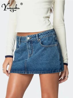 Sexy black jean mini skirt women summer denim skirts for woman fashion casual streetwear clothing low waist short micro skirt