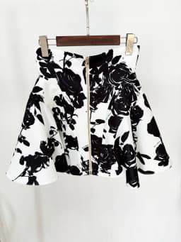 HIGH STREET Newest 2026 Runway Designer Fashion Women's Metal Rose Buttons Printed Floral Mini Skirt