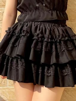Sweet Black Cake Skirt Women High Waist Preppy Style Sexy Mini Skirts Summer Slim Lace Patchwork Female Vintage Ball Gown Skirt