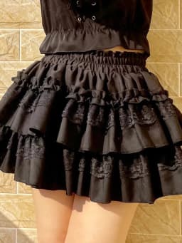 Sweet Black Cake Skirt Women High Waist Preppy Style Sexy Mini Skirts Summer Slim Lace Patchwork Female Vintage Ball Gown Skirt