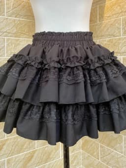 Sweet Black Cake Skirt Women High Waist Preppy Style Sexy Mini Skirts Summer Slim Lace Patchwork Female Vintage Ball Gown Skirt