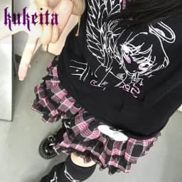 24 Color Harajuku Lovely Lace Plaid Skirts Japanese Girl Y2k Punk High Waist Pleated Cake Skirt Gothic Lolita Kawaii Women Skirt