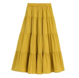 2026 Spring Autumn Women Ruffle Skirt Fashion Summer Cotton Linen Skirts Long Maxi Party Skirts Red Purple Pink M-5XL 6XL 7XL