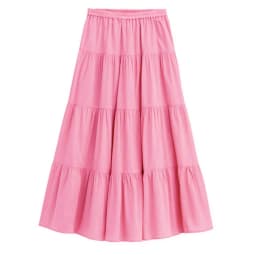 2026 Spring Autumn Women Ruffle Skirt Fashion Summer Cotton Linen Skirts Long Maxi Party Skirts Red Purple Pink M-5XL 6XL 7XL