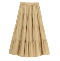 2026 Spring Autumn Women Ruffle Skirt Fashion Summer Cotton Linen Skirts Long Maxi Party Skirts Red Purple Pink M-5XL 6XL 7XL