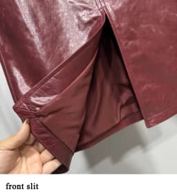 Oil Wax Slit Leather Skirt for Women High street Top Layer Sheepskin Front Split Wrap Jupe Femme Red Black Pencil Midi Skirt