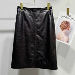 Oil Wax Slit Leather Skirt for Women High street Top Layer Sheepskin Front Split Wrap Jupe Femme Red Black Pencil Midi Skirt