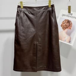 Oil Wax Slit Leather Skirt for Women High street Top Layer Sheepskin Front Split Wrap Jupe Femme Red Black Pencil Midi Skirt