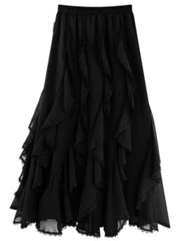South Oil Quali Women's Heavy Work Fringe Lightweight Silken Lace  Long Skirt Dra Low Waist Velvet Knitted f Skirt
