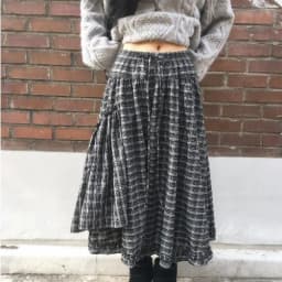 Retro Plaid Drawstring A-Line Skirt Women's Fashion Item Design Versatile Spring 2026 Commute Style Korean Version Cotton