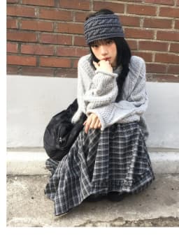 Retro Plaid Drawstring A-Line Skirt Women's Fashion Item Design Versatile Spring 2026 Commute Style Korean Version Cotton