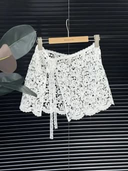 Ele Water-Soluble Lace Apron Skirt Multi-Layered Wear Ladies High Waist A-Line  Skirt Slimming Butt Covering Design