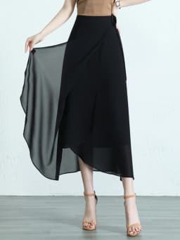 High Waist Summer Skirt Women's Chiffon Skirt Slimming And Sli Midi Skirt Polyester Fiber 2024 New Sle