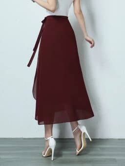 High Waist Summer Skirt Women's Chiffon Skirt Slimming And Sli Midi Skirt Polyester Fiber 2024 New Sle
