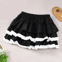 Women Black Short Skirt Japanese Preppy Style Skirt Female Elastic Waist Tutu Skirts Lace Ruffles A-line Mini Pleated Cake Skirt