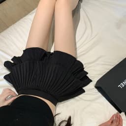 High Waist A-Line Skirt Pure Color Pleated Short Skirt Versatile Cake Skirt Bounce Half Body Skirt Korean Style Commute