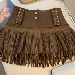 Women's Y2K Harajuku Fringe Rivet Mini Skirt American Retro High Waist A Line Skirt Vintage Gurenge Fashion Summer Skirt New