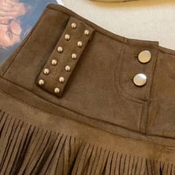 Women's Y2K Harajuku Fringe Rivet Mini Skirt American Retro High Waist A Line Skirt Vintage Gurenge Fashion Summer Skirt New