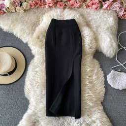 Ele High Waist Midi Skirt Slim Fit Pure Color Asymmetrical OL Busin Women's Faion Spring Ci Commute High Waist