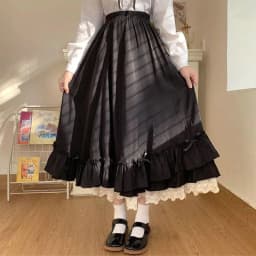 Women's Skirt Vintage French Elegant Ruffled Double Layer Half Skirt Lolita Long Skirts Women Fashion 2023 A-line Pleated Skirt