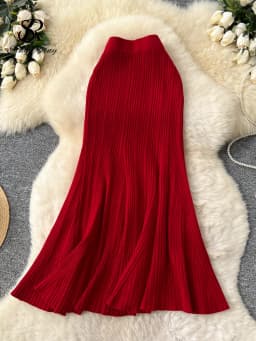 SINGREINY Female French Knitted Mermaid Skirt Autumn Stretch High Waist Rib Knit Classy Winter Thick Versatile Basics Long Skirt