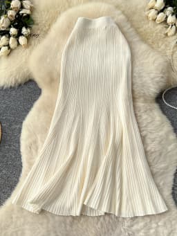 SINGREINY Female French Knitted Mermaid Skirt Autumn Stretch High Waist Rib Knit Classy Winter Thick Versatile Basics Long Skirt