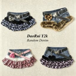 Y2k Vintage Hot Girl Star & Polka Dot Patchwork Denim Mini Skirt Women Streetwear American Retro Bodycon Spring Summer 2026