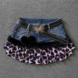 Y2k Vintage Hot Girl Star & Polka Dot Patchwork Denim Mini Skirt Women Streetwear American Retro Bodycon Spring Summer 2026