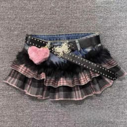 Y2k Vintage Hot Girl Star & Polka Dot Patchwork Denim Mini Skirt Women Streetwear American Retro Bodycon Spring Summer 2026