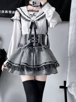 Lolita Sweet Y2k Min Skirt Woman Japanese Style Cute Plaid Skirt 2000s High Waist Kawaii Fashion Skirt Woman Chic
