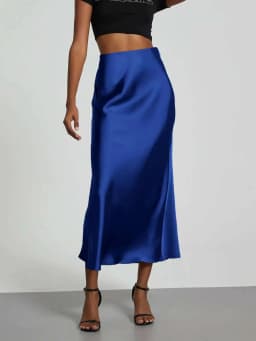 28 Colors New 2026 Women's Elegant High Waist Satin Long Skirts Female Summer Solid Color Faldas Fashion Women Skirts KBA3