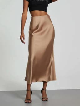 28 Colors New 2026 Women's Elegant High Waist Satin Long Skirts Female Summer Solid Color Faldas Fashion Women Skirts KBA3