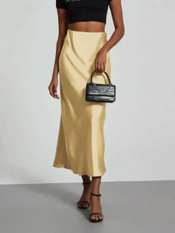 28 Colors New 2026 Women's Elegant High Waist Satin Long Skirts Female Summer Solid Color Faldas Fashion Women Skirts KBA3