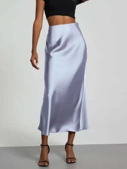 28 Colors New 2026 Women's Elegant High Waist Satin Long Skirts Female Summer Solid Color Faldas Fashion Women Skirts KBA3