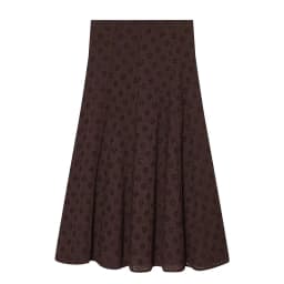YENKYE New 2026 Women Brown Hollow Out Embroidery Midi Skirt Casual High Waist A-line Holiday Summer Skirts Faldas Mujer
