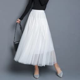 Hot Women Mesh Elastic Tutu Skirt Beach Spring Summer Korean High Waist Fashion Pleated Long Skirt Black White Tulle Skirts