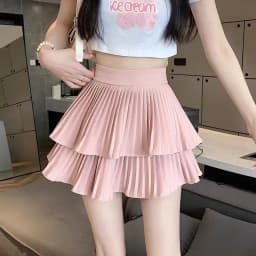 Preppy Style Elastic High waist Fluffy Skirt Double Layered Pleated Ruffled Edge Mini Cake Skirt Cute Hotsweet Y2K Skirt Pants