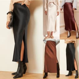Silk Satin Skirts For Women Korean Style High Waist Skirt With Slit Fashion Faldas Mujer Elegant Solid Long Pencil Skirts 2025