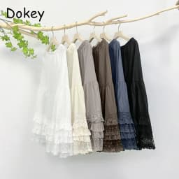 Vintage Lace Ruffled Kawaii Skirt Women Mori Girl High Waist Loose Cotton Linen Lolita Cake Skirt Casual Petticoat A-line Skirts