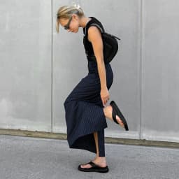 2025 New Formal Office Lady Long Skirt Fashion High Waist Striped Split Straight Skirts Woman Streetwear Vintage Maxi Skirts