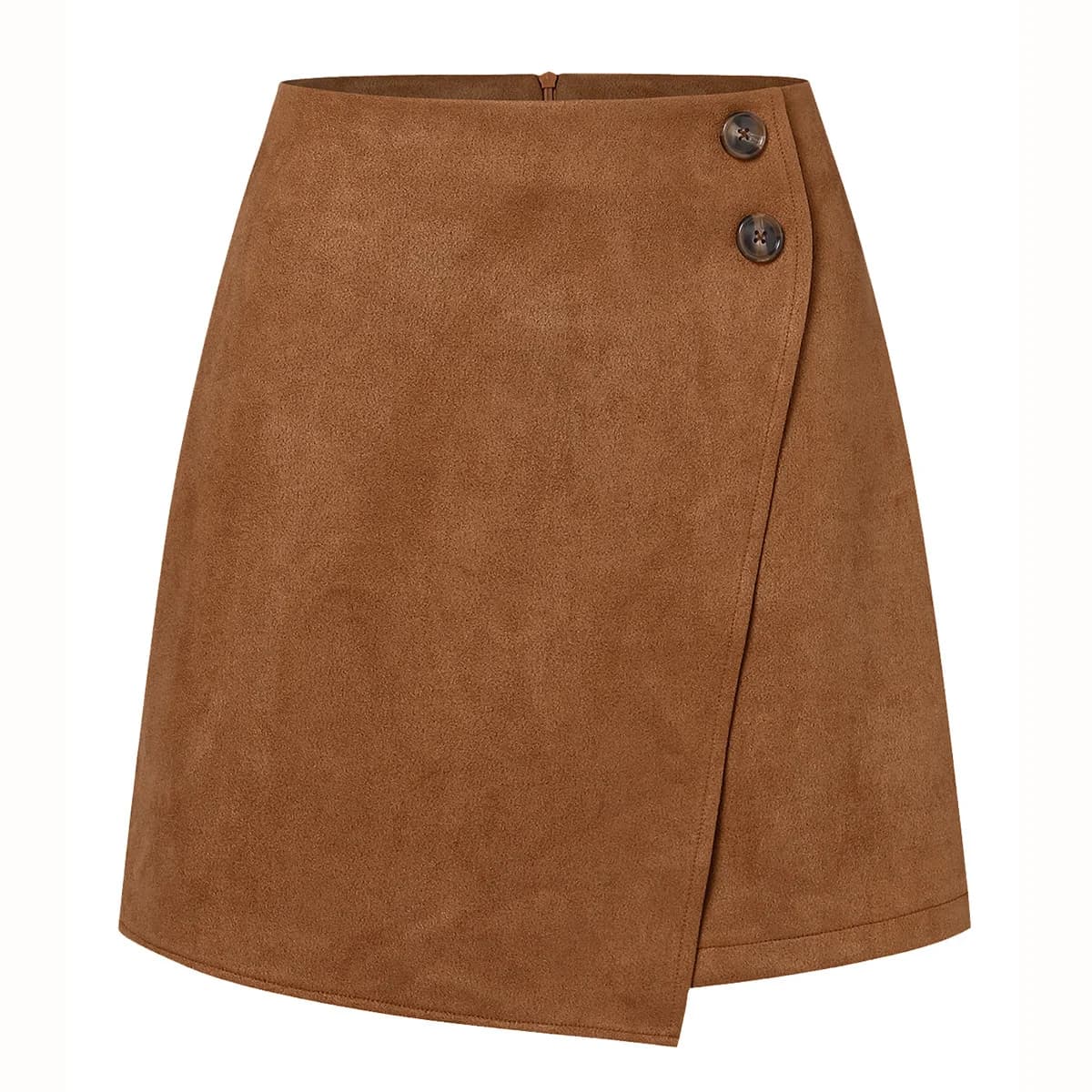 New Arrival 2025 Women's Autumn Winter Suede Irregular Skirt Solid Color High Waist Zipper Button Short Skirts For Woman