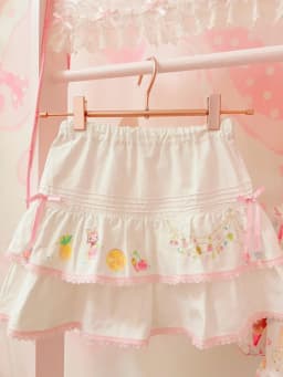 Kawaii Sweet Pink Mini Skirt Gingham Print Tiered Ruffle Ice Cream Motif Y2K Japanese Harajuku Subculture Daily Bottoms Skirts
