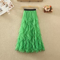 Elastic Waist Ruffled Half Length Skirt Women's Street Style Cake Skirt Loose Fit Summer Collection 2025 China Origin