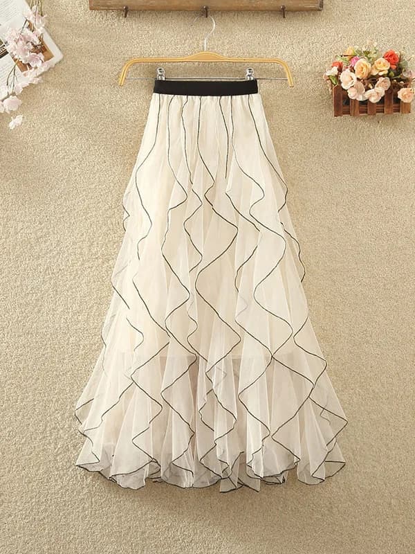 Elastic Waist Ruffled Half Length Skirt Women's Street Style Cake Skirt Loose Fit Summer Collection 2025 China Origin