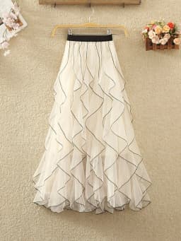 Elastic Waist Ruffled Half Length Skirt Women's Street Style Cake Skirt Loose Fit Summer Collection 2025 China Origin